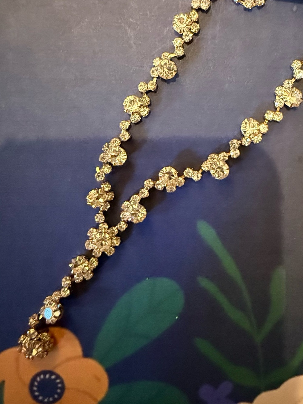 Gold Floral Crystal Y-Necklace - Women Jewelry
